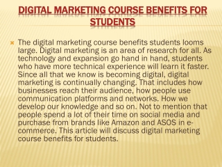 Digital Marketing Course Benefits for Students