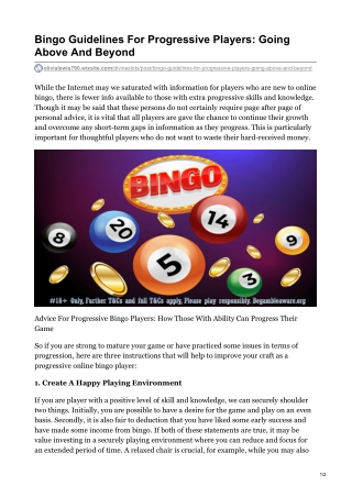 Bingo Guidelines For Progressive Players: Going Above And Beyond