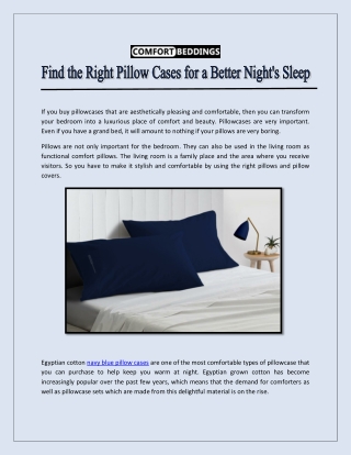 Find the Right Pillow Cases For a Better Night's Sleep