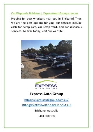 Car Disposals Brisbane | ExpressAutoGroup.com.au