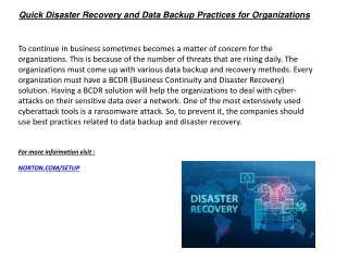 Quick Disaster Recovery and Data Backup Practices for Organizations
