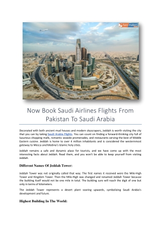 Now Book Saudi Airlines Flights From Pakistan To Saudi Arabia