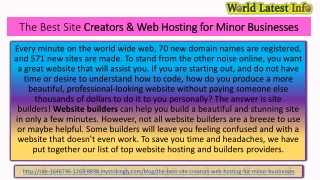 The Best Site Creators & Web Hosting for Minor Businesses