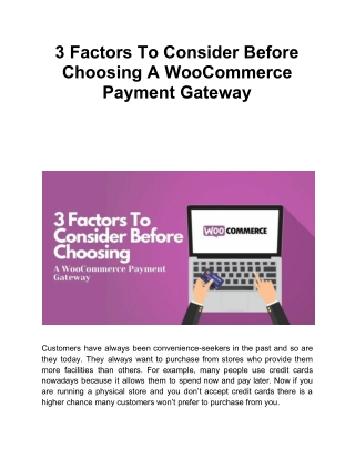 3 Factors To Consider Before Choosing A WooCommerce Payment Gateway