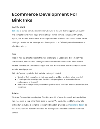 Ecommerce Website Development for Bink Inks - Animink