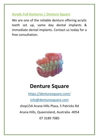 Acrylic Full Dentures | Denture Square