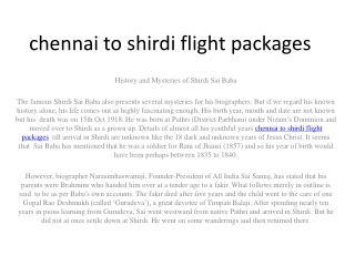 chennai to shirdi flight packages