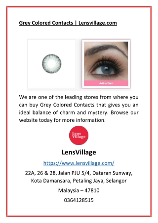 Grey Colored Contacts | Lensvillage.com