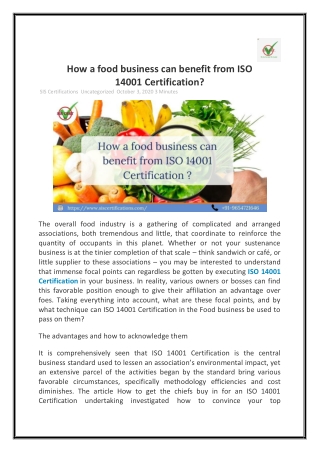 How a food business can benefit from ISO 14001 Certification?
