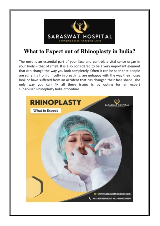 What to Expect out of Rhinoplasty in India?