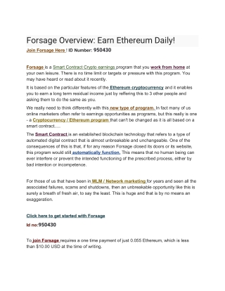 HOW TO EARN ERTHREUM DAILY FROM FORSAGE