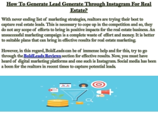 How To Generate Lead Generate Through Instagram For Real Estate?