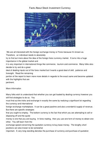 Facts About Stock Investment Currency