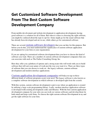 Get Customized Software Development From The Best Custom Software Development Company