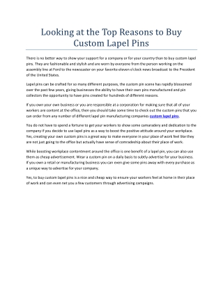 Looking at the Top Reasons to Buy Custom Lapel Pins