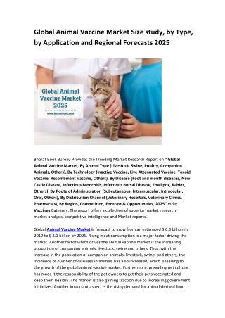 Global Animal Vaccine Market Size study, by Type, by Application and Regional Forecasts 2025