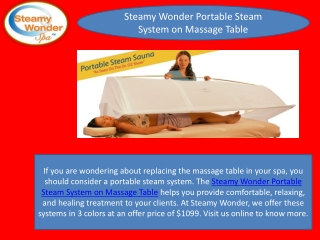 Steamy Wonder Portable Steam System on Massage Table