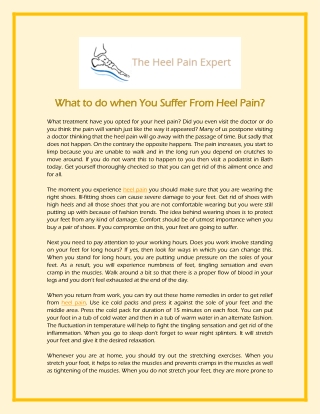 What to do when You Suffer From Heel Pain