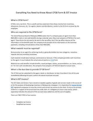 Everything You Need to Know About CP58 Form & SST Invoice