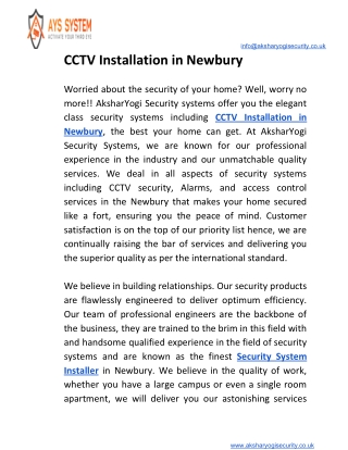CCTV Installation in Newbury