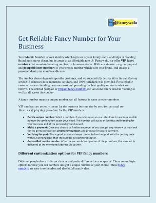 Get Reliable Fancy Number for Your Business