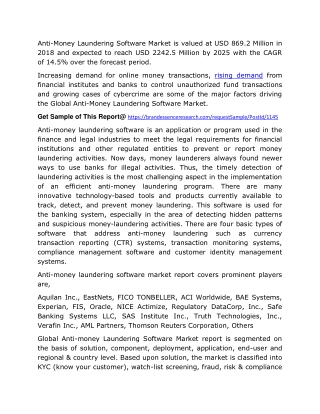 Anti Money Laundering Software Market Top Countries Data 2020 Industry Size, Share, Business Growth, Trends, Market Dema