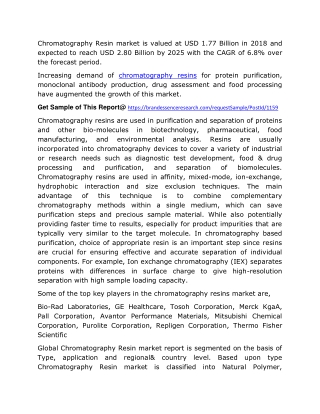 Chromatography Resins Market Top Countries Data 2020 Industry Size, Share, Business Growth, Trends, Market Demand and Fo