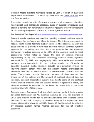 Contrast Media Injectors Market Top Countries Data 2020 Industry Size, Share, Business Growth, Trends, Market Demand and