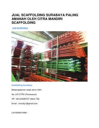 JUAL SCAFFOLDING SURABAYA PALING AMANAH OLEH CITRA MANDIRI SCAFFOLDING