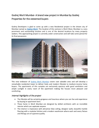 Godrej Worli Mumbai Full Brochure