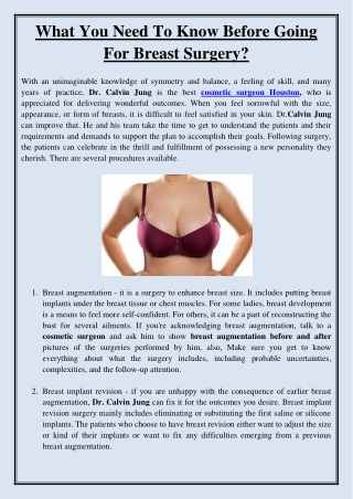 What You Need To Know Before Going For Breast Surgery?