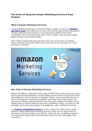 The Power of Using the Amazon Marketing Services if Used Properly