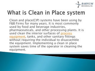 What is Clean in Place (CIP) System | Advantages and Diasadvantages