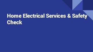 Electrical Services & Safety checklist