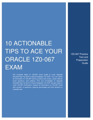[PDF] 10 Actionable Tips to Ace Your Oracle 1Z0-067 Exam