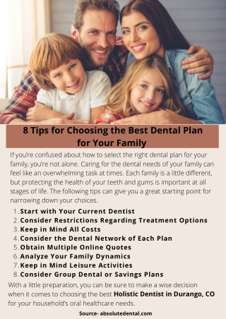8 Tips for Choosing the Best Dental Plan for Your Family