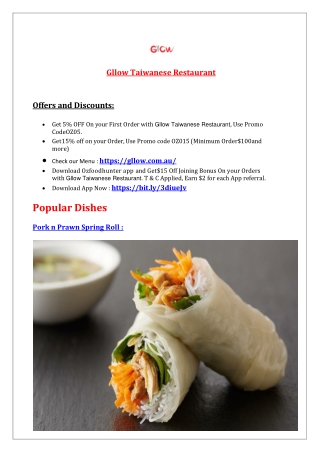5% Off - Gllow Malvern Taiwanese Restaurant Menu, VIC