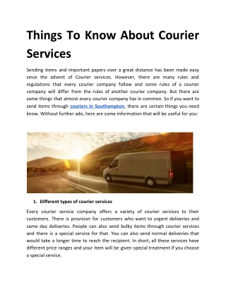 Things To Know About Courier Services