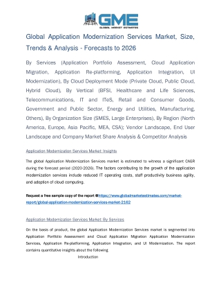 Global Application Modernization Services Market Size, Trends & Analysis - Forecasts 2026