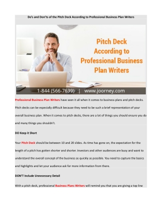 Do’s and Don’ts of the Pitch Deck According to Professional Business Plan Writers