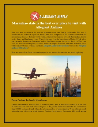 Maranhao state is the best ever place to visit with Allegiant Airlines