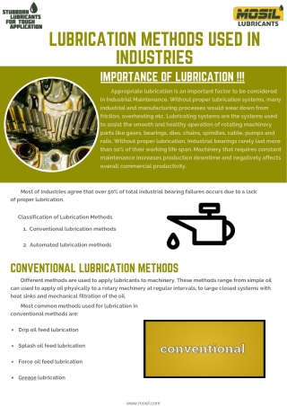 Lubrication methods used in industries