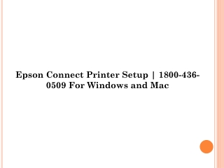 Epson Connect Printer Setup | 1800-436-0509 For Windows and Mac