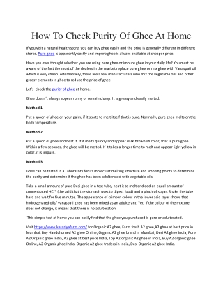 How To Check Purity Of Ghee At Home