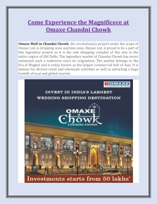 Come Experience the Magnificece at Omaxe Chandni Chowk 1511