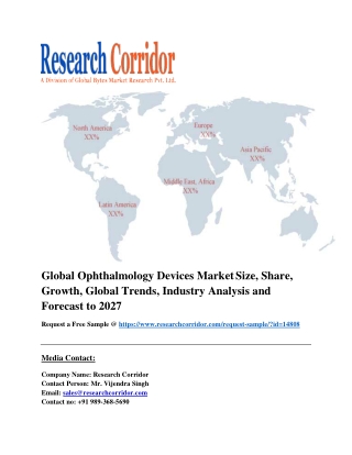 Global Ophthalmology Devices Market Size, Share, Growth, Global Trends, Industry Analysis and Forecast to 2027