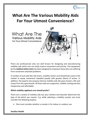 What Are The Various Mobility Aids For Your Utmost Convenience?