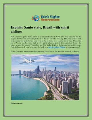 Espirito santo state, Brazil with spirit airlines