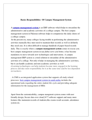 Basics responsbilities of Campus Management System