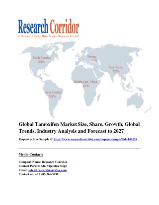 Global Tamoxifen Market Size, Share, Growth, Global Trends, Industry Analysis and Forecast to 2027